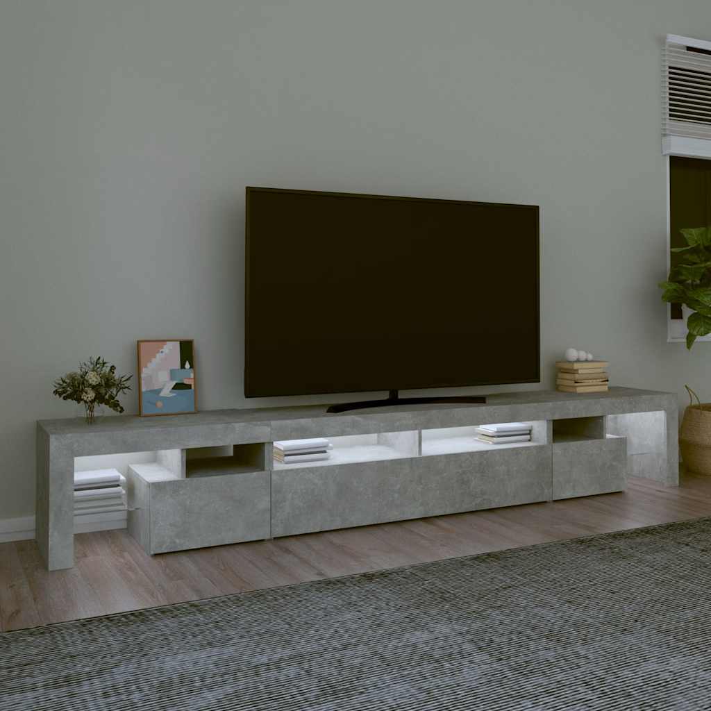 TV ormarić s LED svjetlima siva boja betona 260x36,5x40 cm