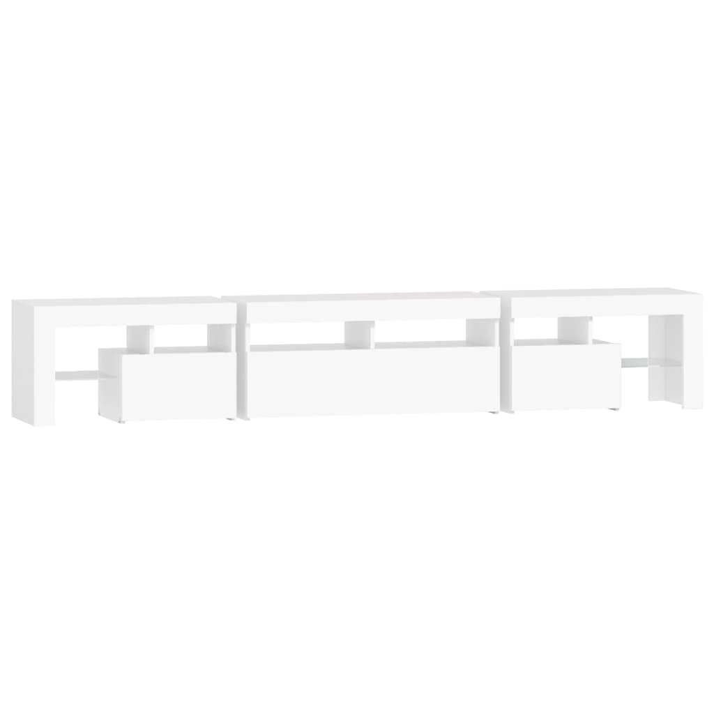 TV ormarić s LED svjetlima bijeli 230x36,5x40 cm
