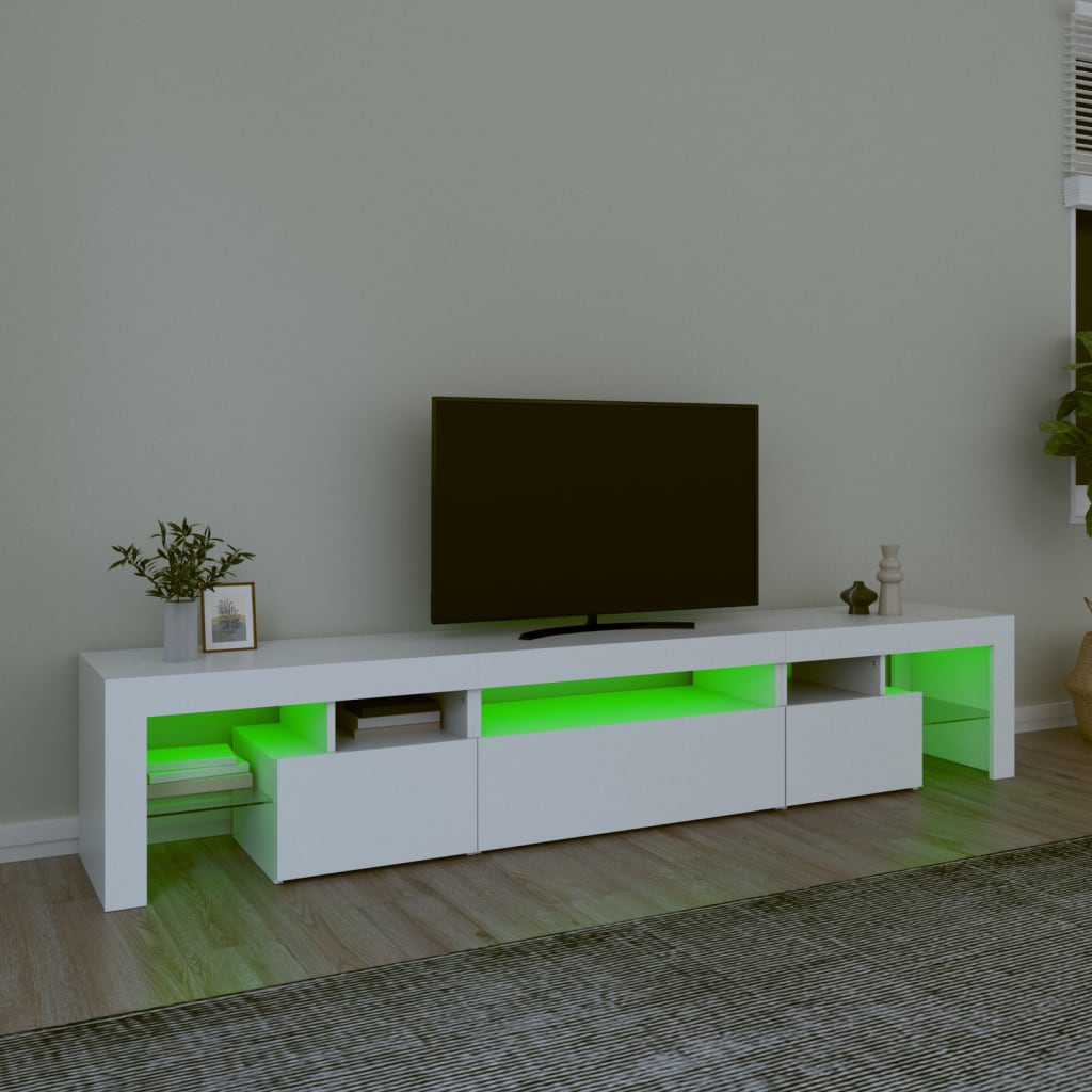TV ormarić s LED svjetlima bijeli 215x36,5x40 cm