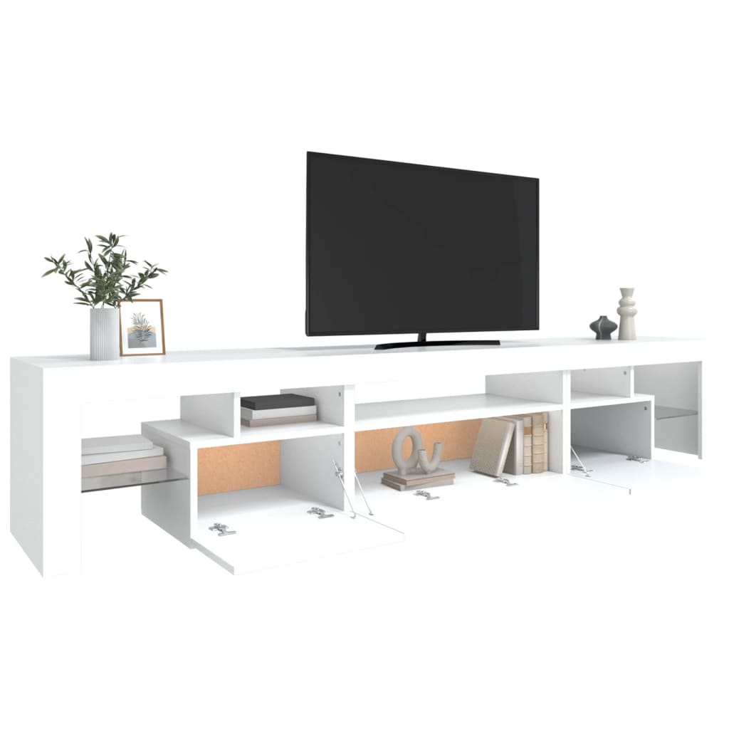 TV ormarić s LED svjetlima bijeli 215x36,5x40 cm
