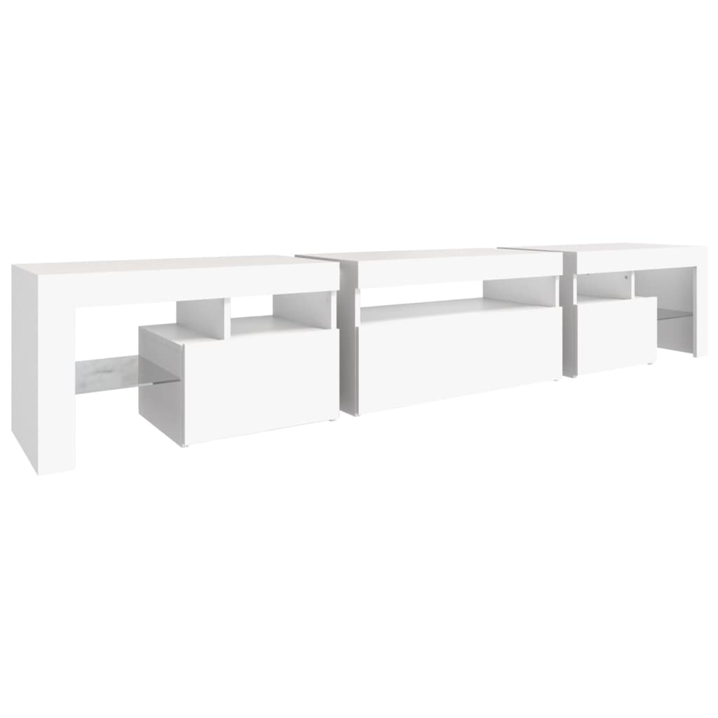 TV ormarić s LED svjetlima bijeli 215x36,5x40 cm
