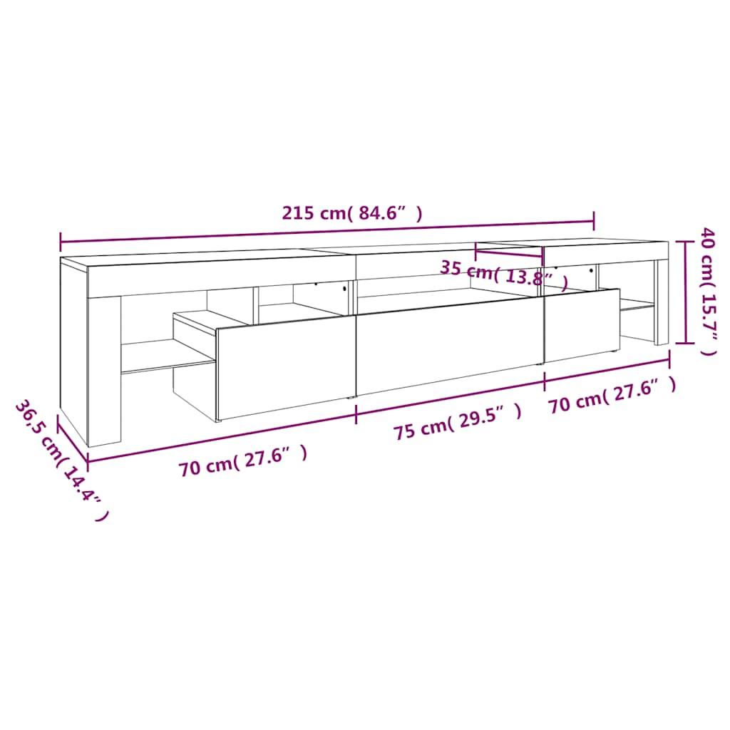 TV ormarić s LED svjetlima boja hrasta sonome 215x36,5x40 cm