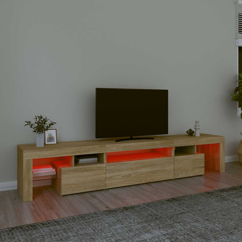 TV ormarić s LED svjetlima boja hrasta sonome 215x36,5x40 cm