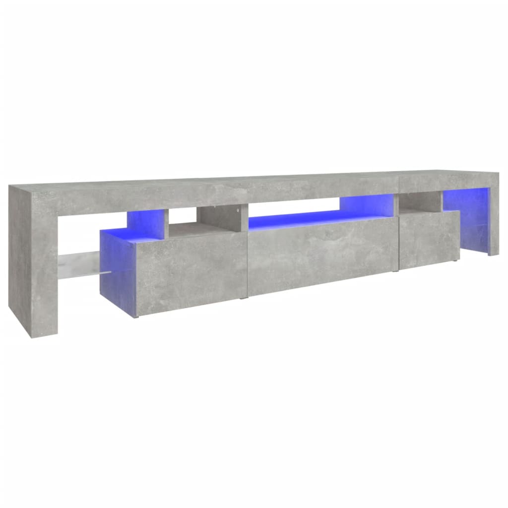 TV ormarić s LED svjetlima siva boja betona 215x36,5x40 cm