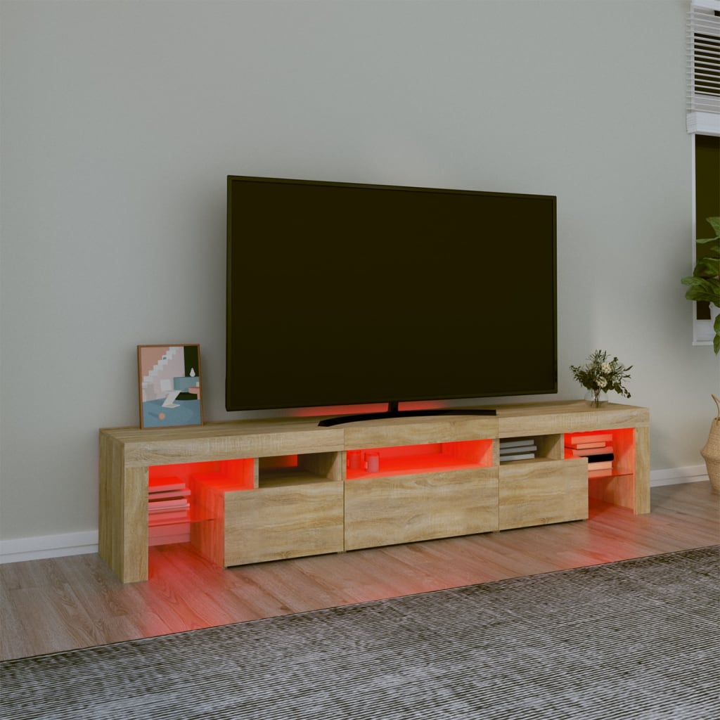 TV ormarić s LED svjetlima boja hrasta sonome 200x36,5x40 cm