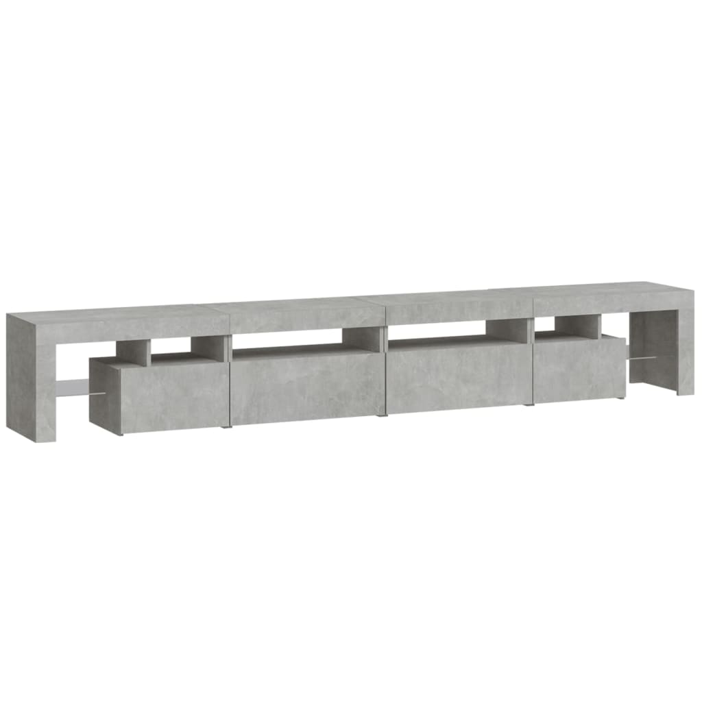 TV ormarić s LED svjetlima siva boja betona 260x36,5x40 cm