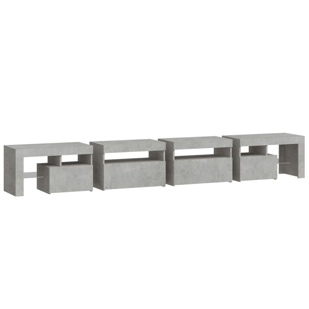 TV ormarić s LED svjetlima siva boja betona 260x36,5x40 cm