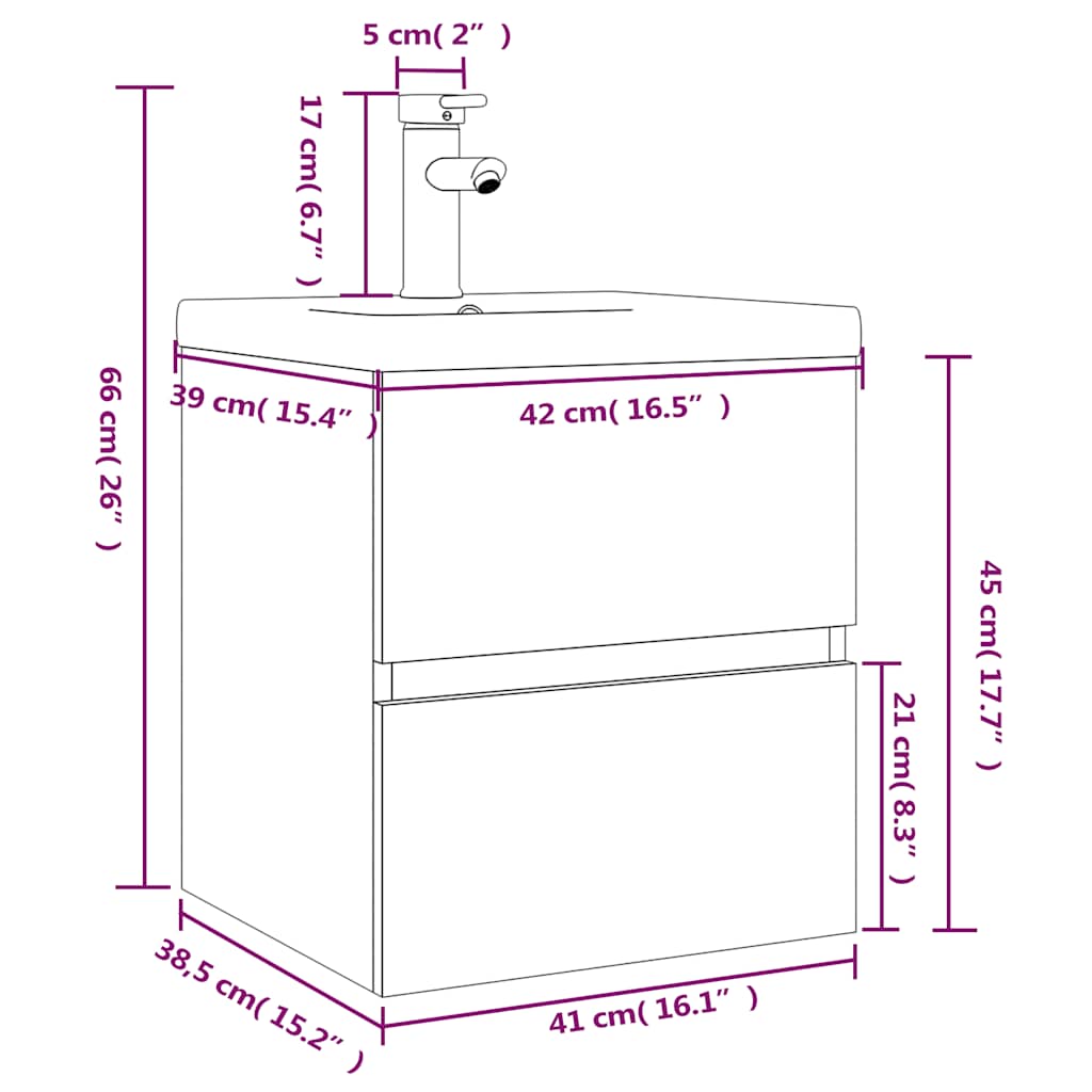 Ormarić s ugrađenim umivaonikom boja sivog hrasta sonome drveni
