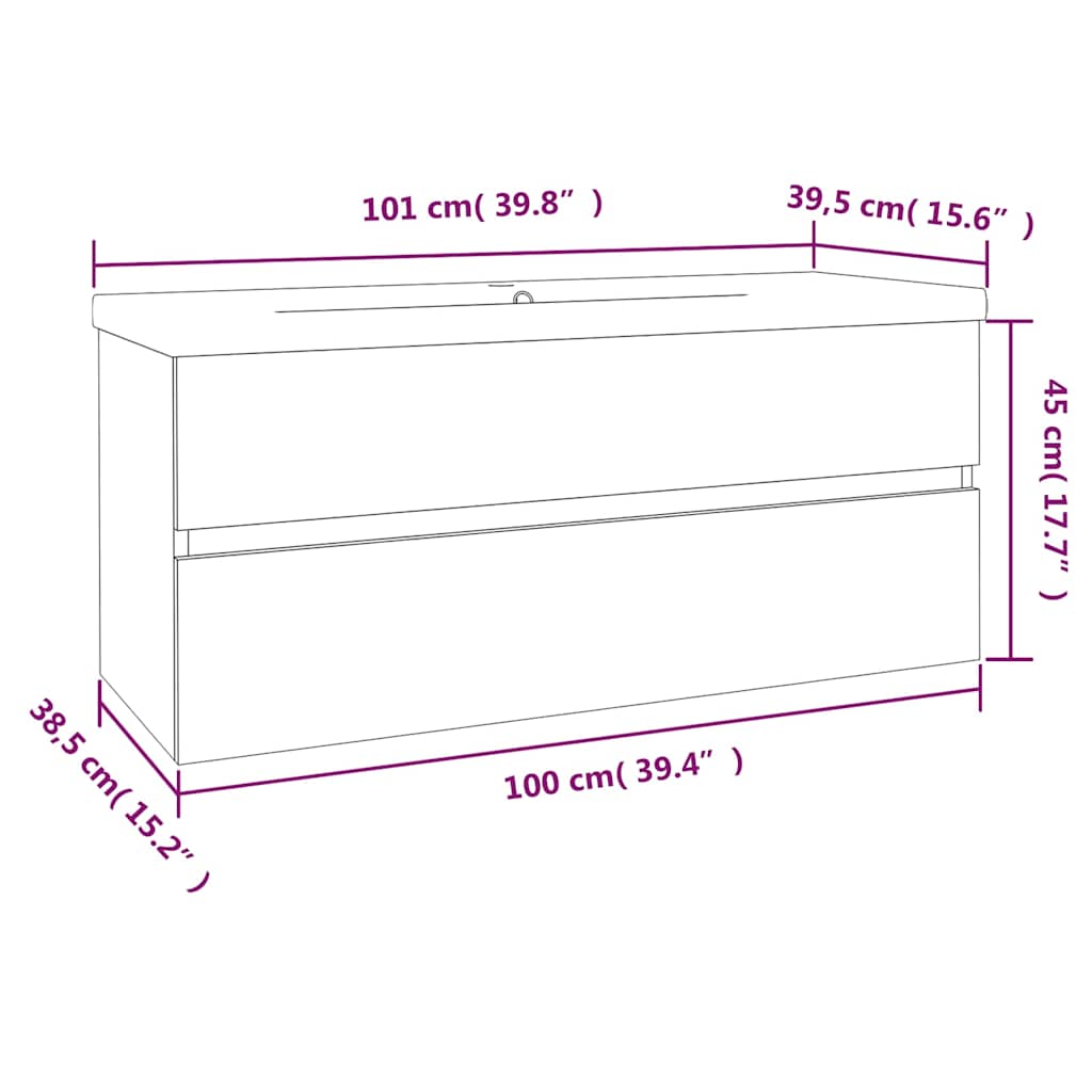 Ormarić s ugrađenim umivaonikom boja sivog hrasta sonome drveni