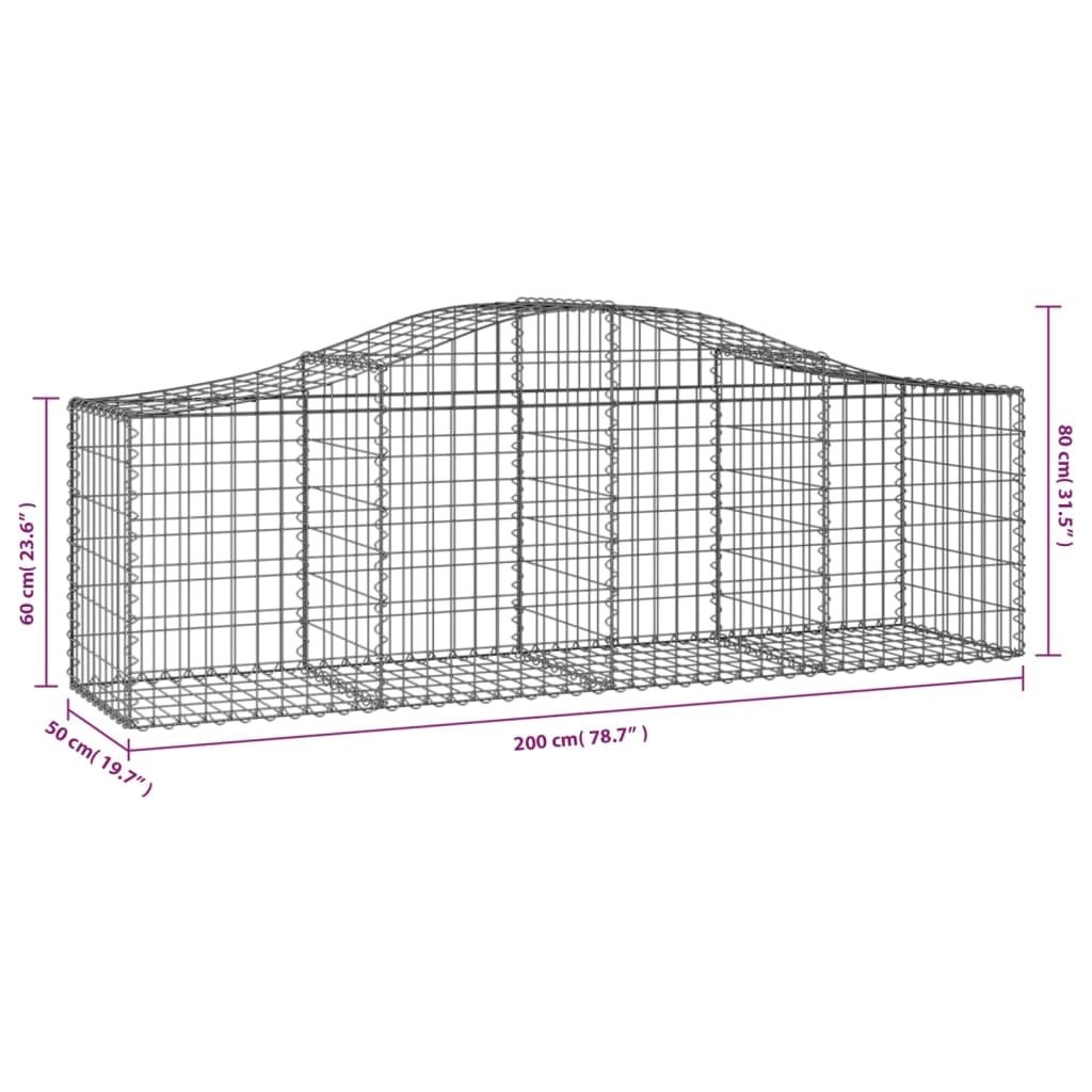 Gabionska košara s lukom 200x50x60/80 cm pocinčano željezo