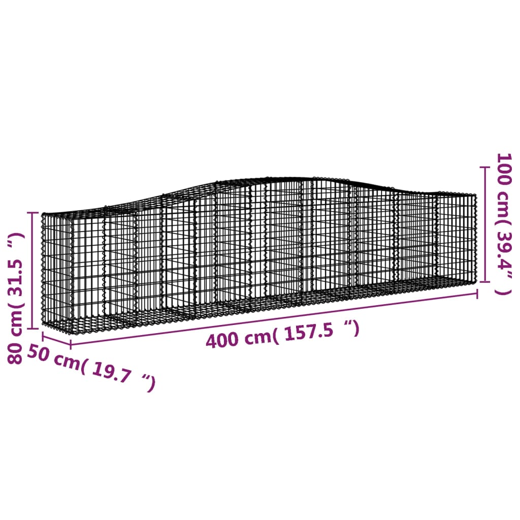 Gabionska košara s lukom 400x50x80/100 cm pocinčano željezo