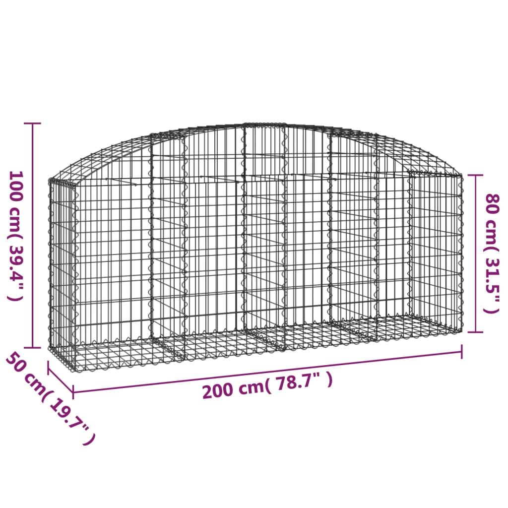 Gabionska košara s lukom 200x50x80/100 cm pocinčano željezo