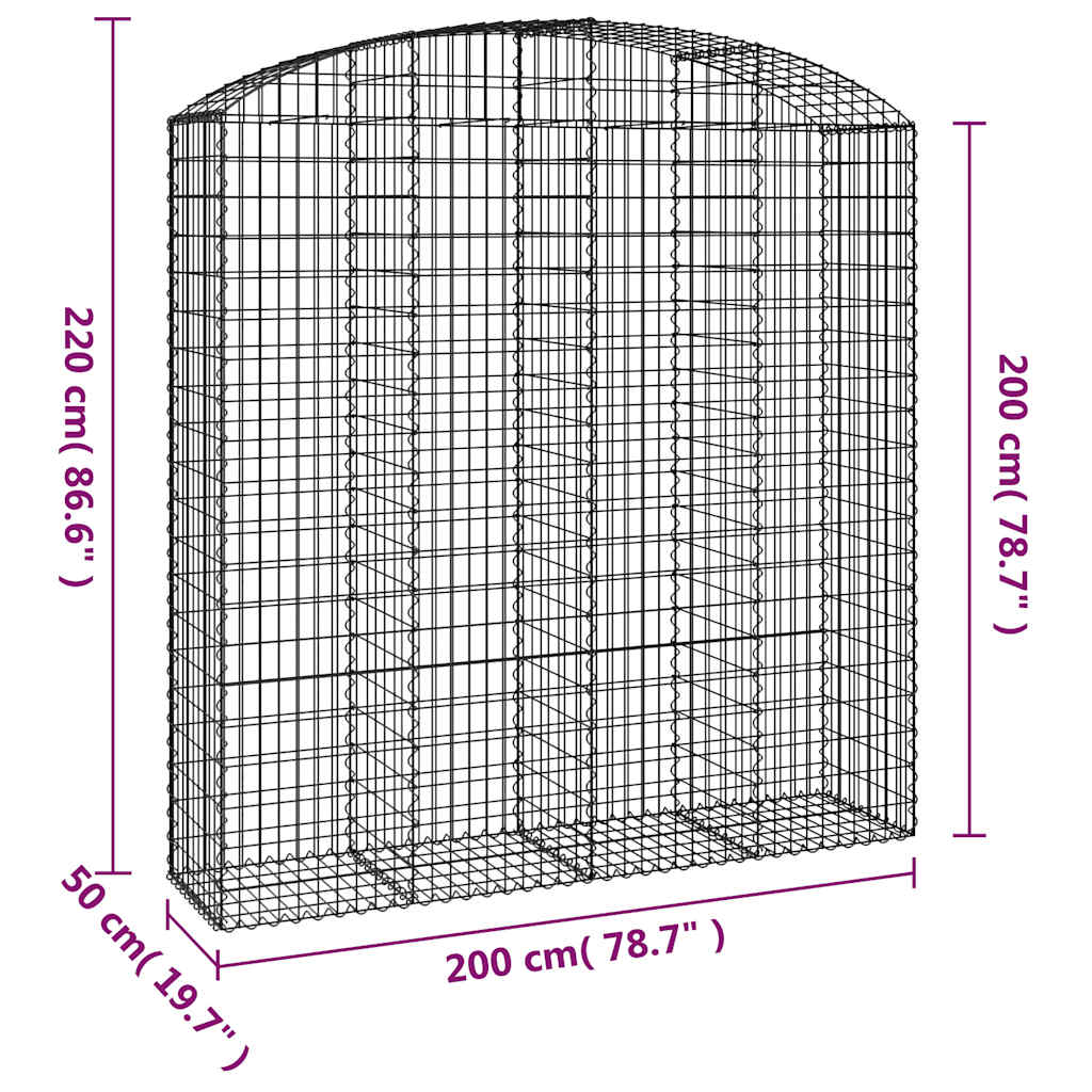 Gabionska košara s lukom 200x50x200/220 cm pocinčano željezo