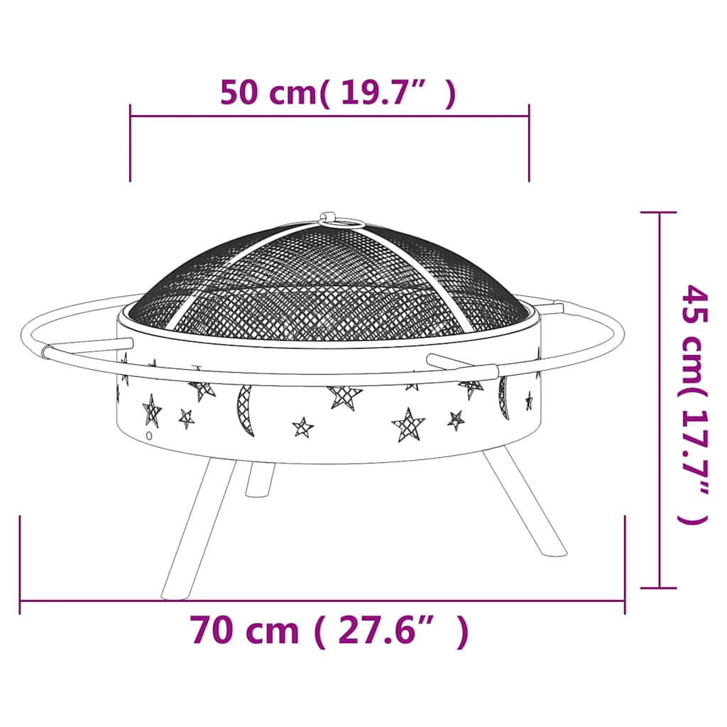 Posuda za vatru sa žaračem 70 cm XXL čelična