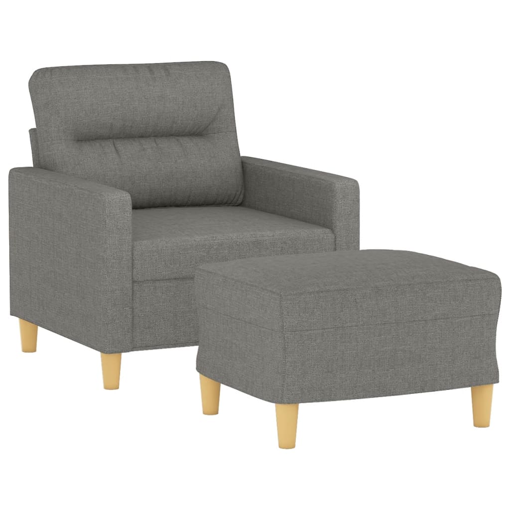 Fotelja s tabureom tamnosiva 60 cm od tkanine