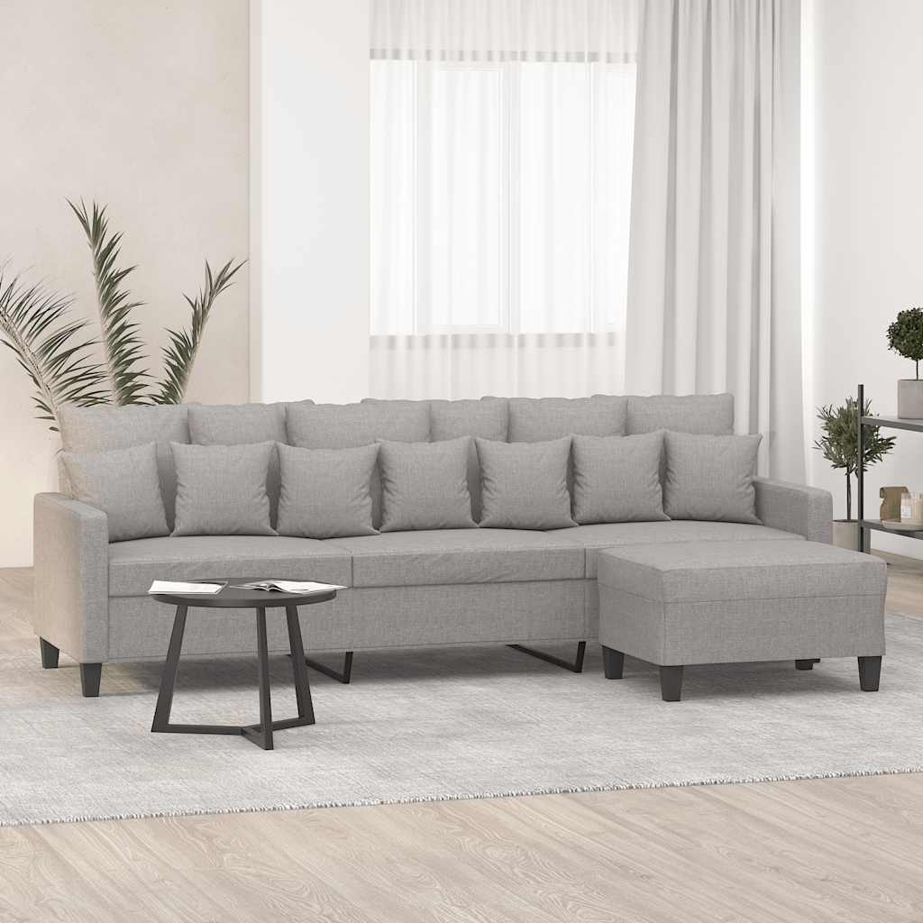 Trosjed s tabureom svjetlosivi 210 cm od tkanine