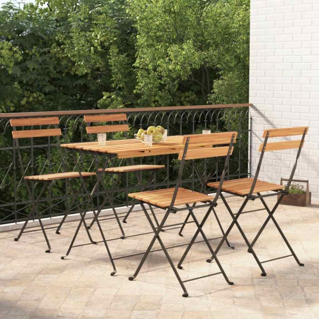 5-dijelni sklopivi bistro set masivno bagremovo drvo i čelik