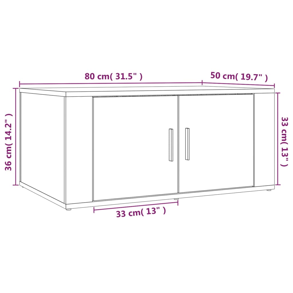 Stolić za kavu boja hrasta 80x50x36 cm konstruirano drvo