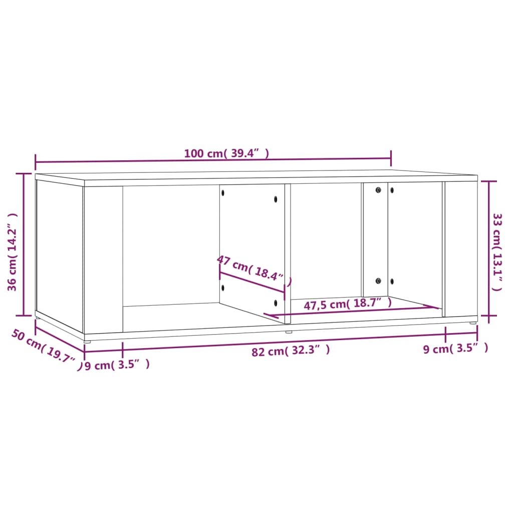 Stolić za kavu crni 100 x 50 x 36 cm od konstruiranog drva