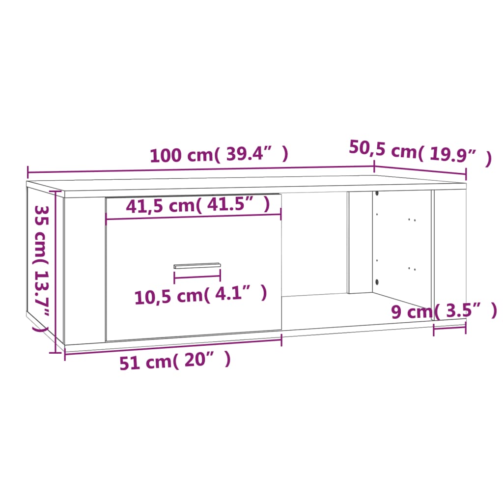 Stolić za kavu bijeli 100 x 50,5 x 35 cm od konstruiranog drva