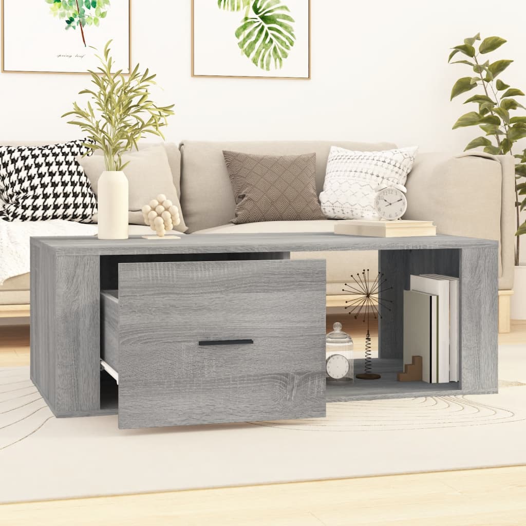 Stolić za kavu sivog hrasta 100x50,5x35 cm konstruirano drvo