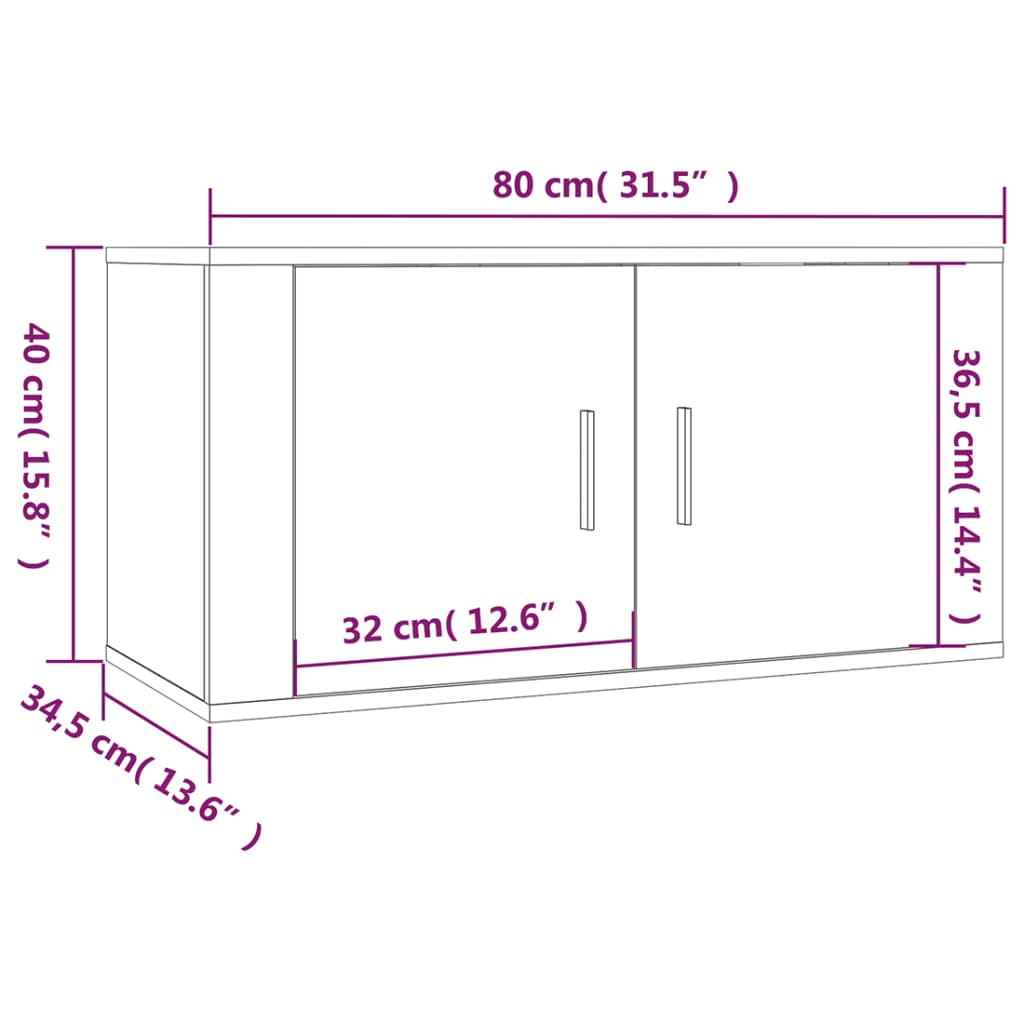 Zidni TV ormarić Boja dimljenog hrasta 80x34,5x40 cm