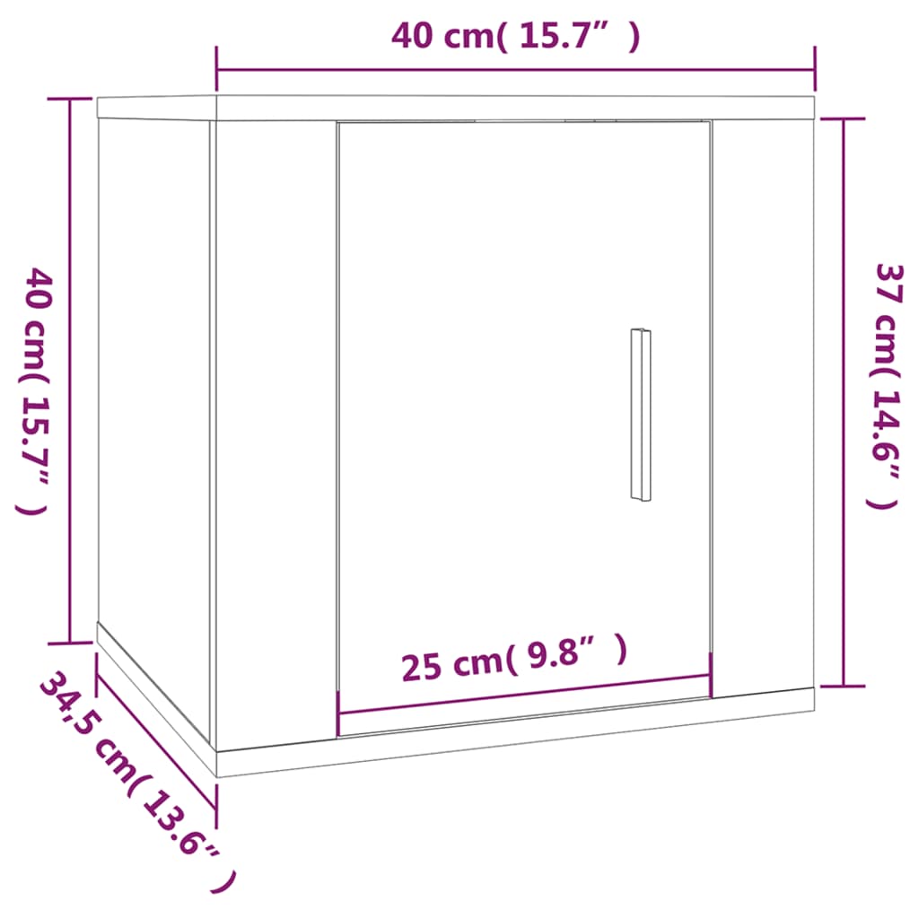Zidni TV ormarići 2 kom boja dimljenog hrasta 40x34,5x40 cm