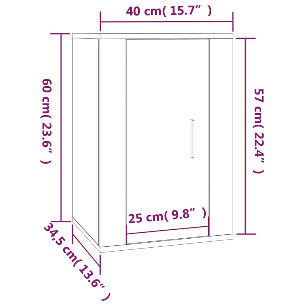 Zidni TV ormarići 2 kom visoki sjaj bijeli 40x34,5x60 cm