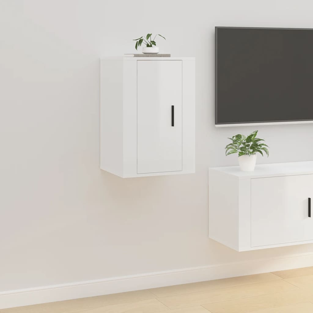 Zidni TV ormarići 2 kom visoki sjaj bijeli 40x34,5x60 cm