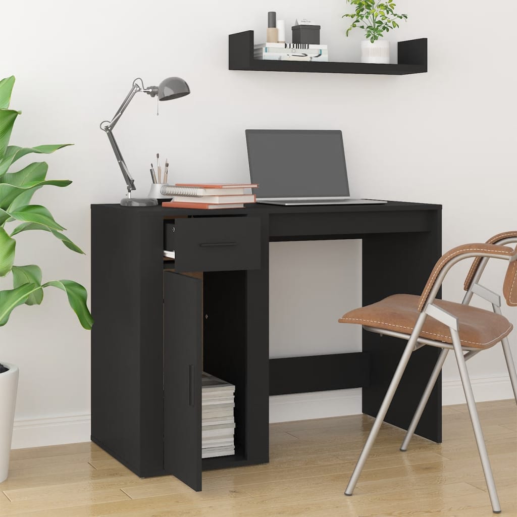 Radni stol crni 100 x 49 x 75 cm od konstruiranog drva
