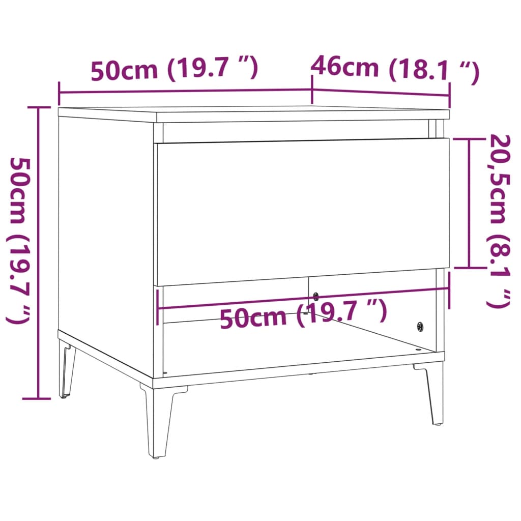 Bočni stolić sjajni bijeli 50x46x50 cm konstruirano drvo