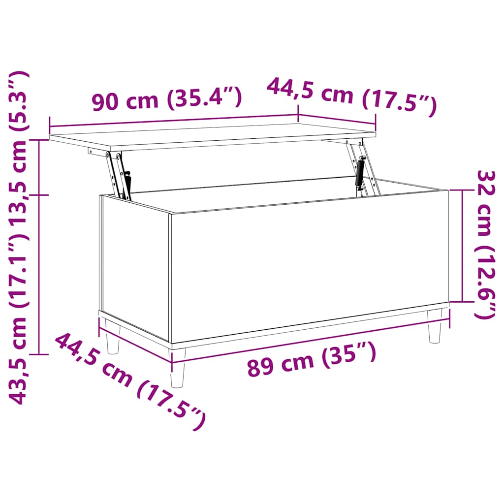 Stolić za kavu boja hrasta 90 x 44,5 x 45 cm konstruirano drvo