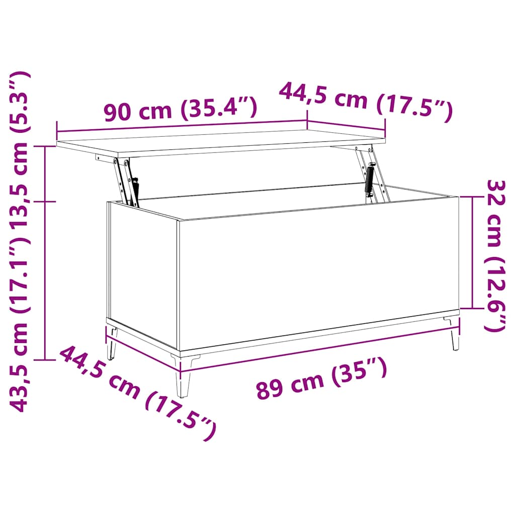 Stolić za kavu siva boja hrasta 90x44,5x45 cm konstruirano drvo