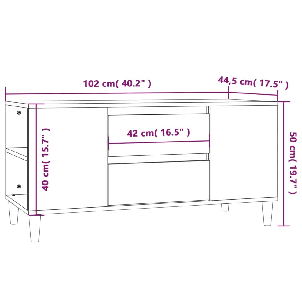 TV ormarić boja sivog sonome 102x44,5x50 cm konstruirano drvo