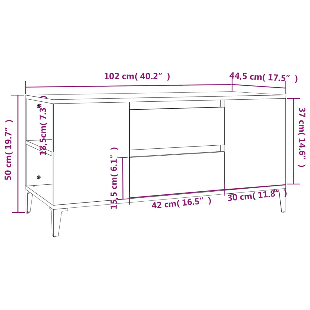 TV ormarić boja hrasta sonome 102x44,5x50 cm konstruirano drvo