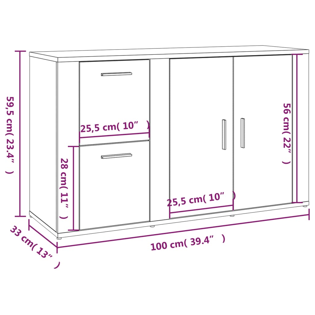 Komoda boja hrasta sonome 100x33x59,5 cm od konstruiranog drva