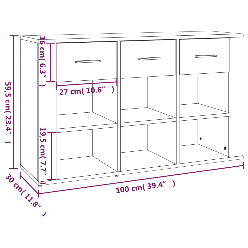 Komoda bijela 100 x 30 x 59,5 cm od konstruiranog drva