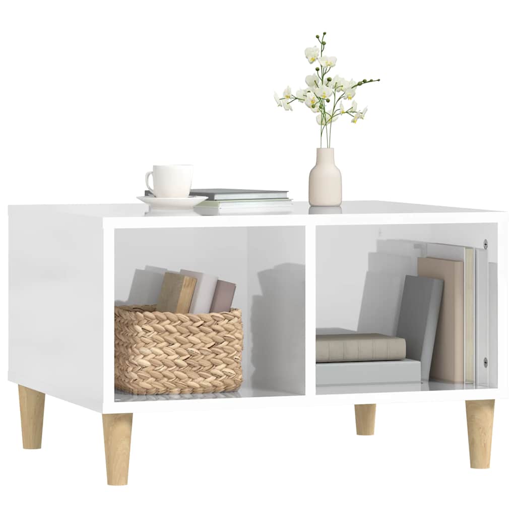 Stolić za kavu sjajni bijeli 60x50x36,5 cm konstruirano drvo