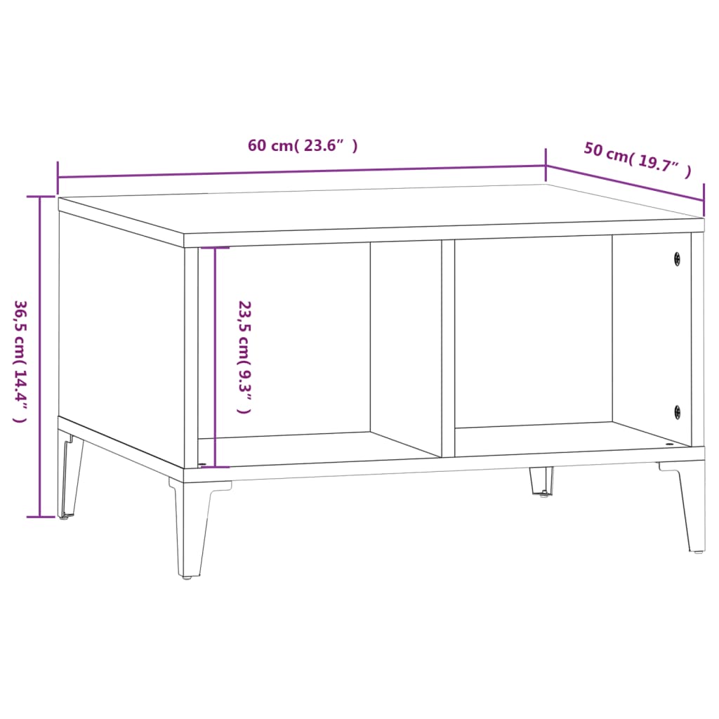 Stolić za kavu bijeli 60 x 50 x 36,5 cm od konstruiranog drva
