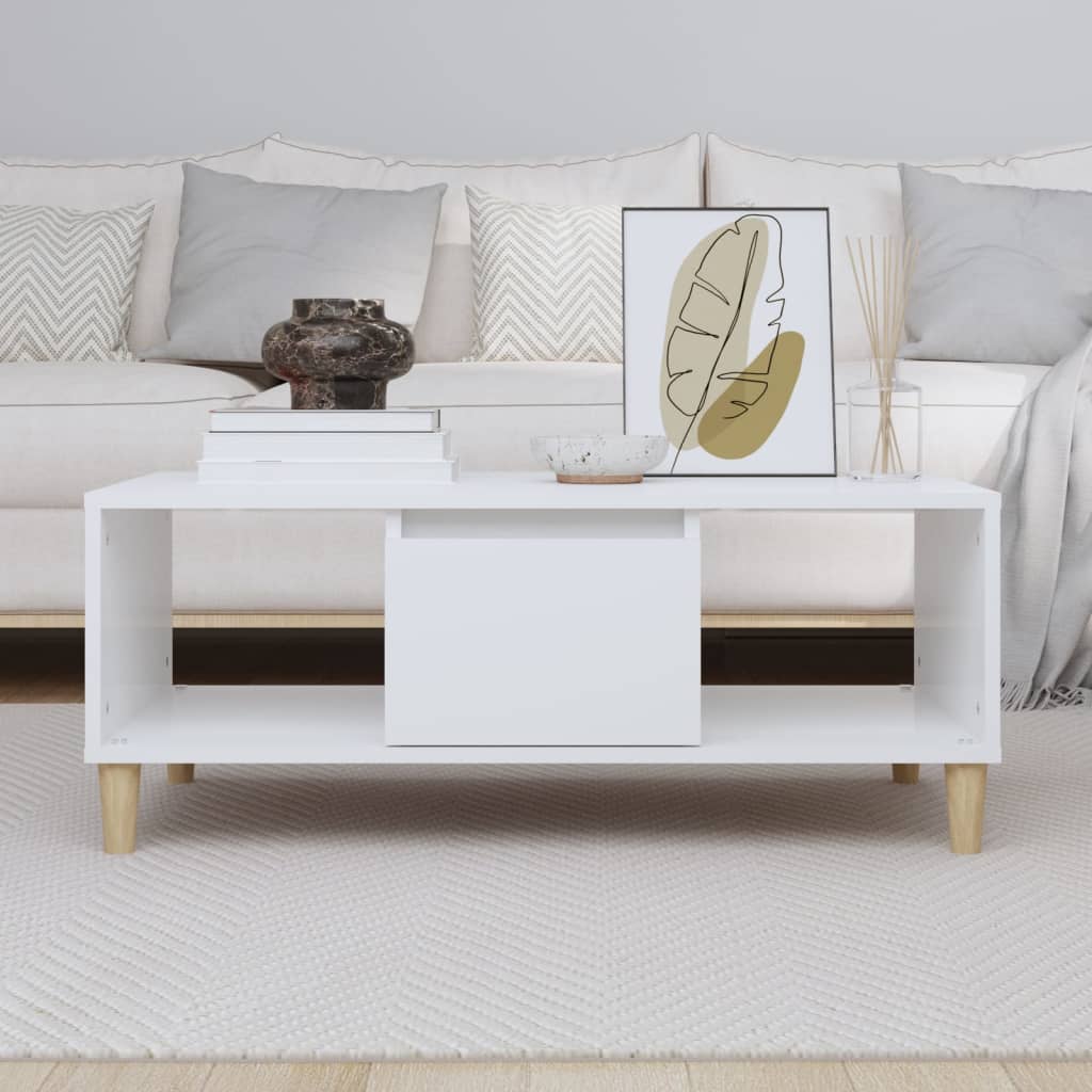 Stolić za kavu bijeli 90 x 50 x 36,5 cm od konstruiranog drva