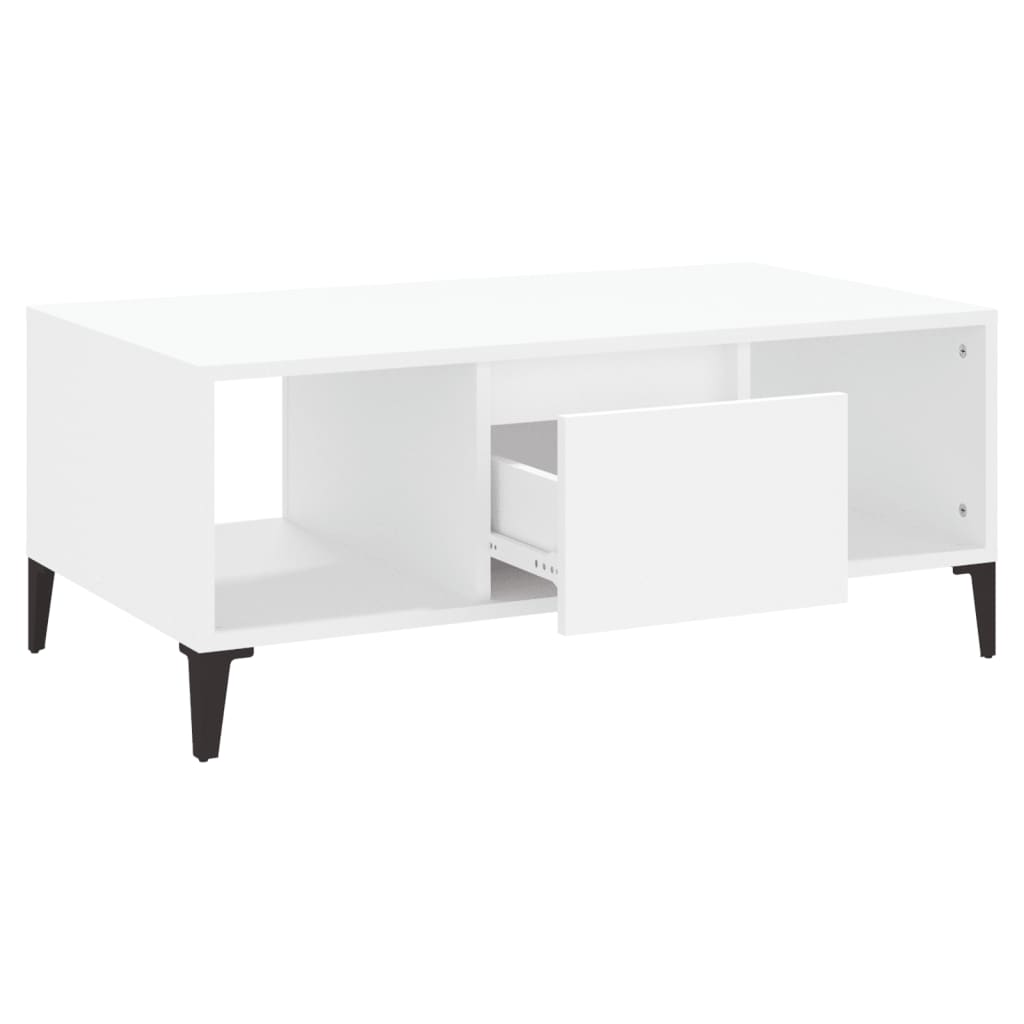 Stolić za kavu bijeli 90 x 50 x 36,5 cm od konstruiranog drva