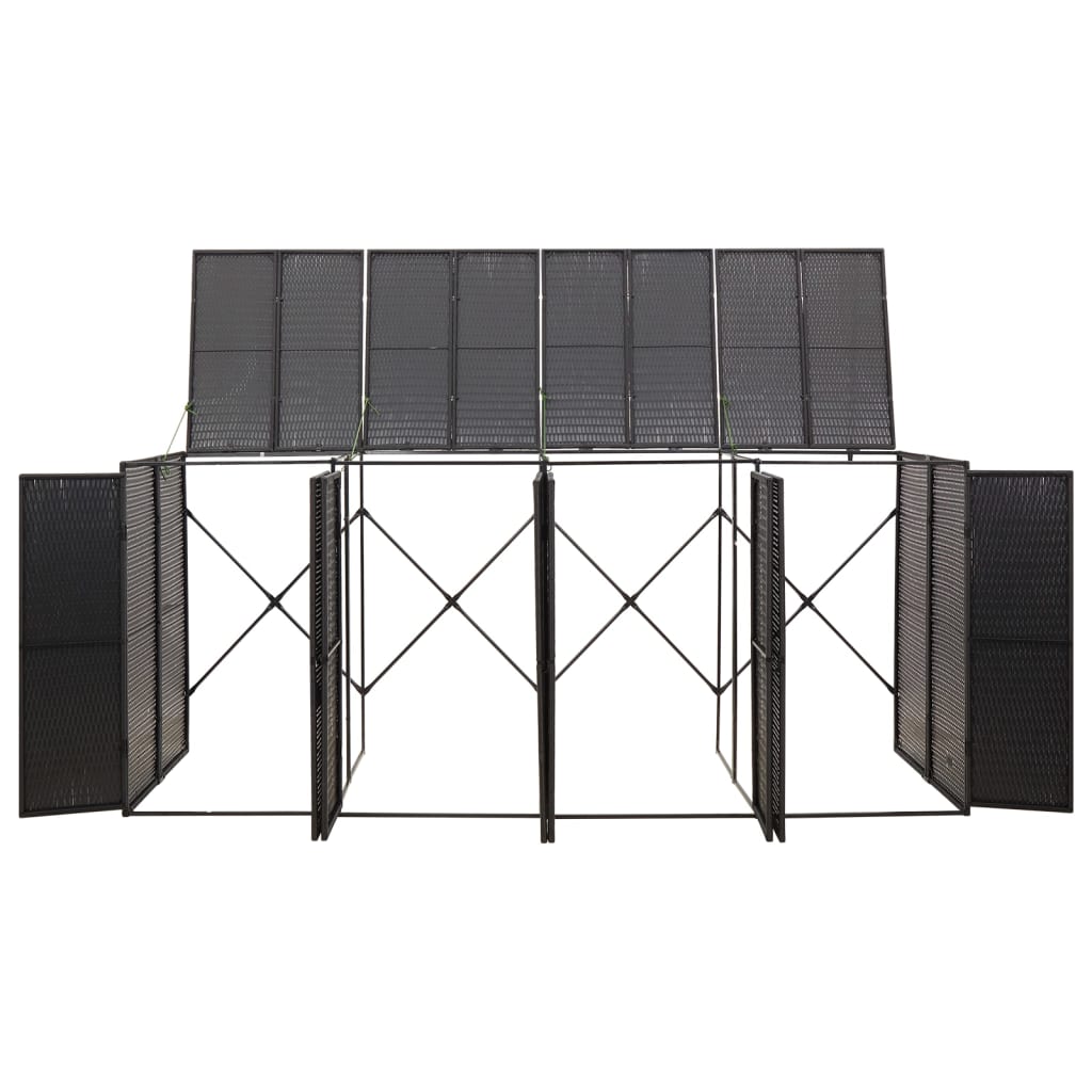 Spremište za 4 kante za smeće crno 274 x 80 x 117 cm poliratan