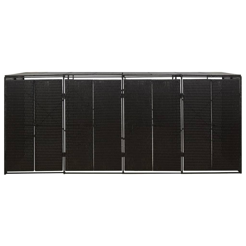 Spremište za 4 kante za smeće crno 274 x 80 x 117 cm poliratan