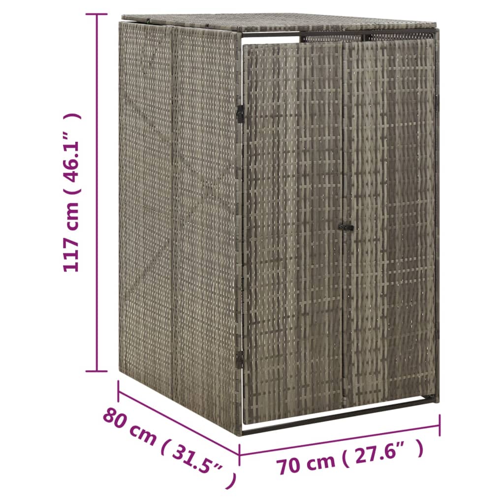 Spremište za kantu za smeće sivo 70 x 80 x 117 cm od poliratana