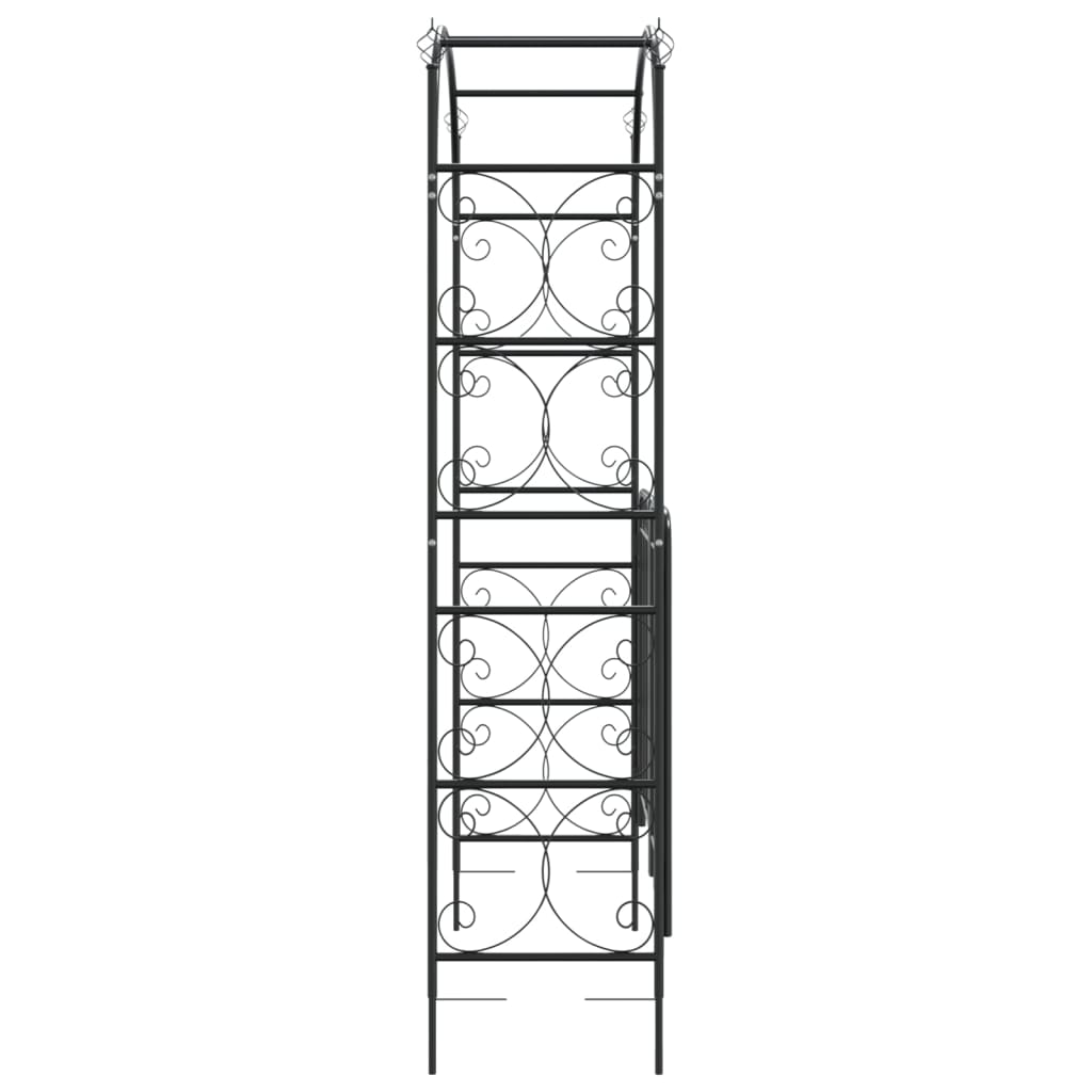 Vrtni luk s vratima crni 108 x 45 x 235 cm čelični
