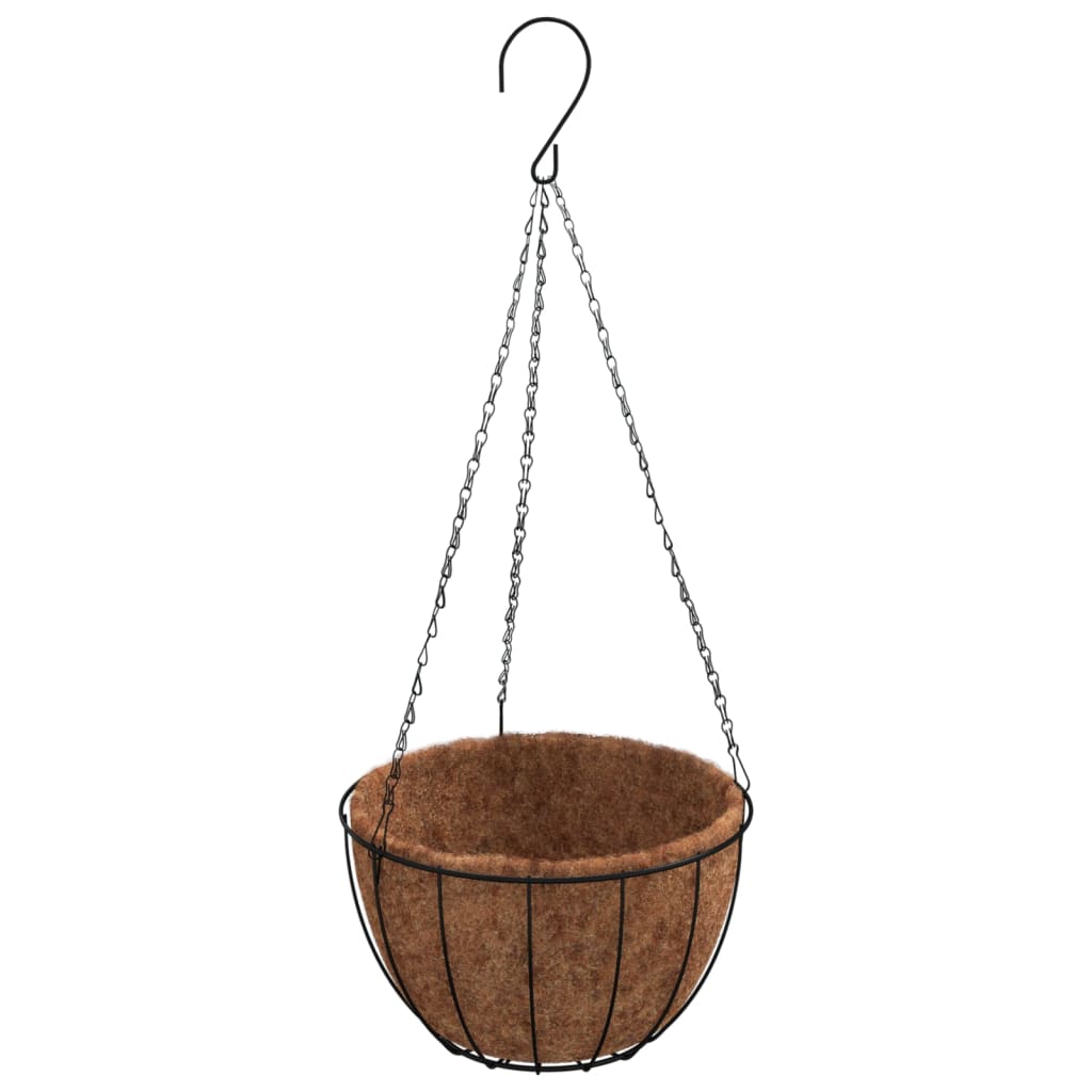 Viseće sadilice 4 kom s oblogama od kokosa crne Ø35x52 cm čelik