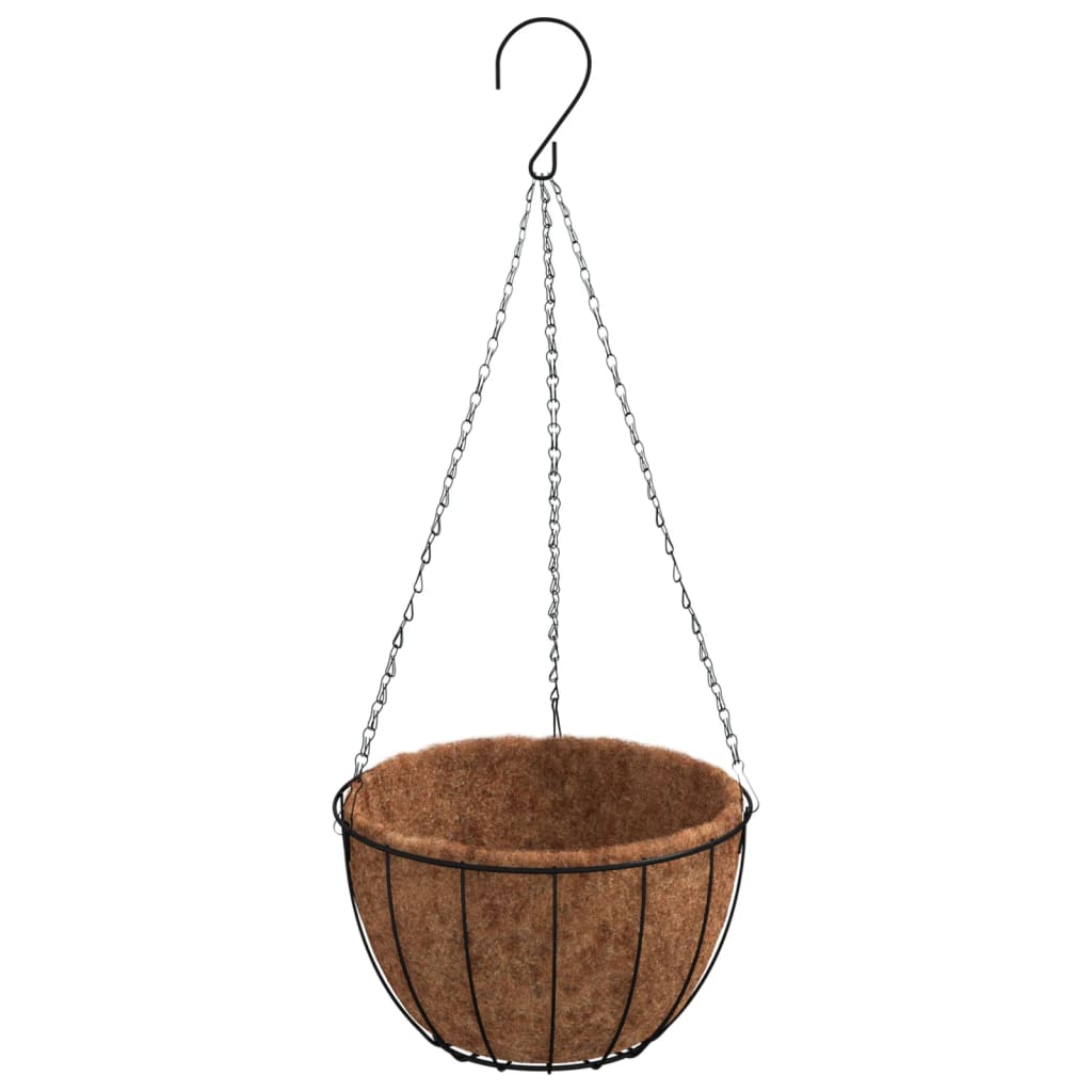 Viseće sadilice 4 kom s oblogama od kokosa crne Ø40x63 cm čelik