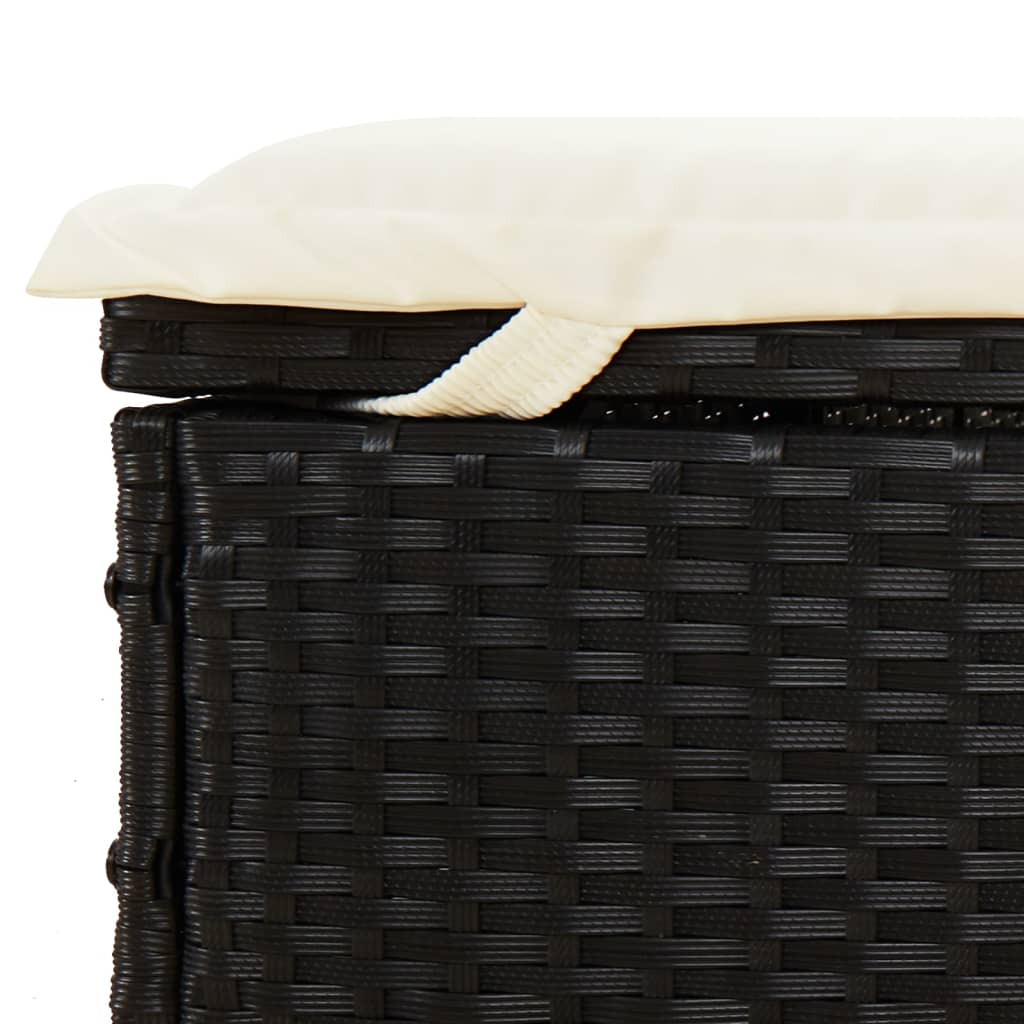 Ležaj za sunčanje sklopivi krov crni 213 x 63 x 97 cm poliratan Crna