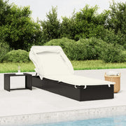 Ležaj za sunčanje sklopivi krov crni 213 x 63 x 97 cm poliratan Crna