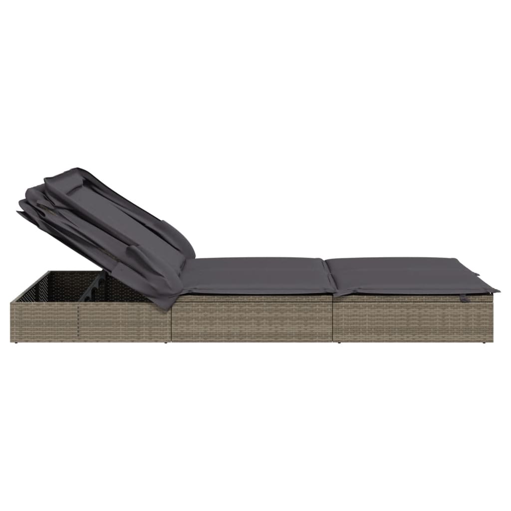 Ležaj za sunčanje za 2 osobe sivi 213 x 118 x 97 cm poliratan